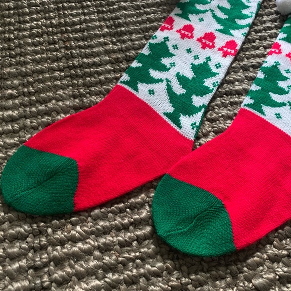 Pair of Vintage 22” Knit Christmas Stockings Red/Green/White - Picture 4 of 10